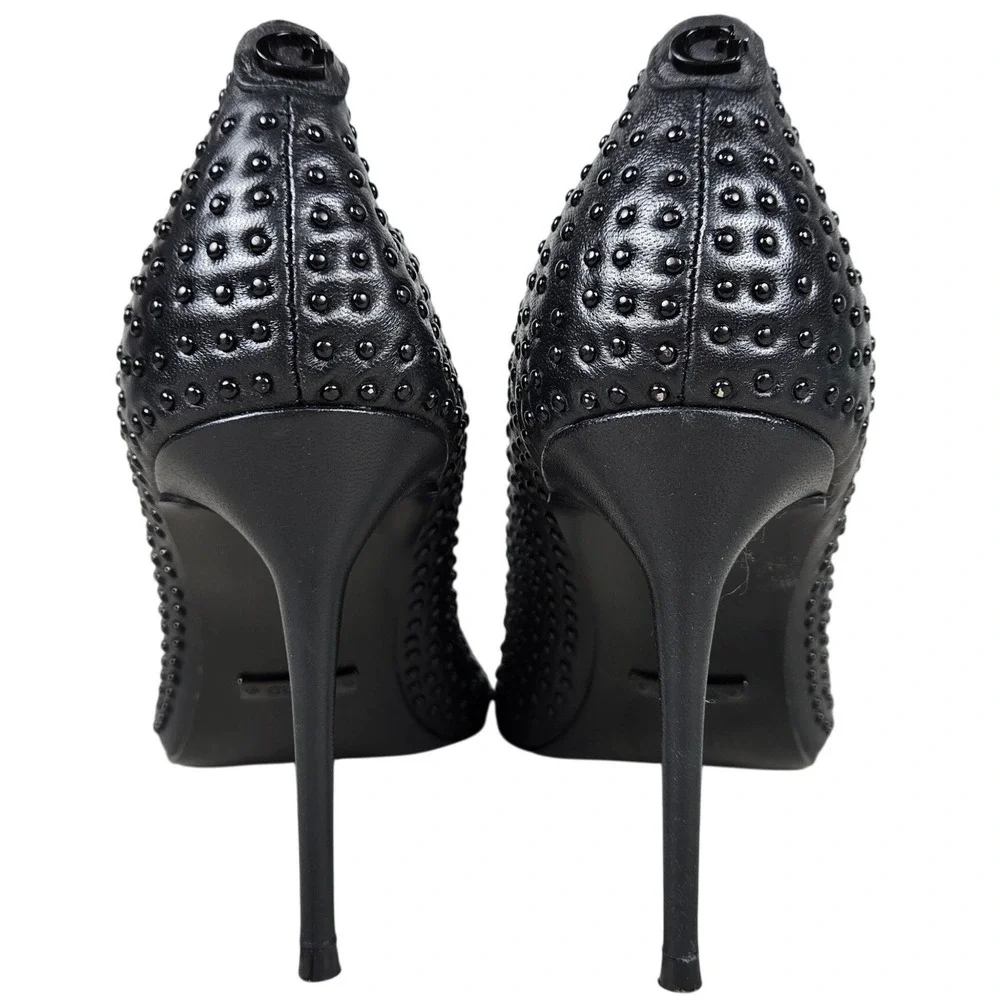 Guess Womens Sabalie Black Studded Leather Pointed Toe Stiletto Pumps Heels 8.5